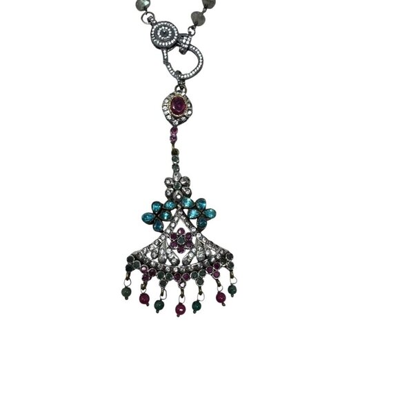 Turkish Pendant Necklace Semi-Precious Stones Grand Bazaar Istanbul 20" - Picture 1 of 10